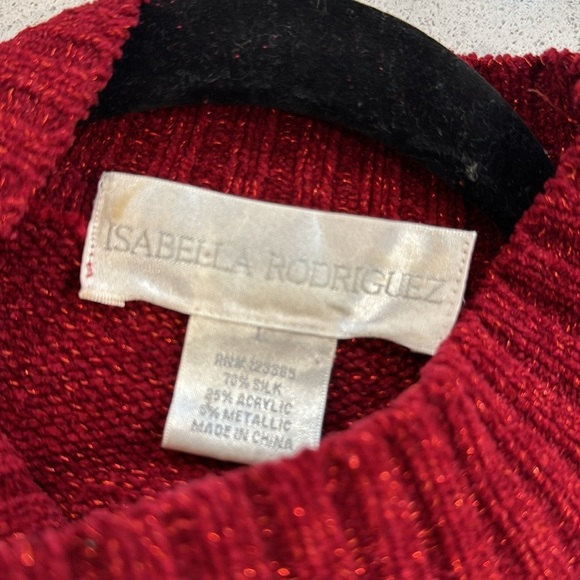Isabella Rodriguez Red Silk Sweater Size Large - Picture 8 of 9